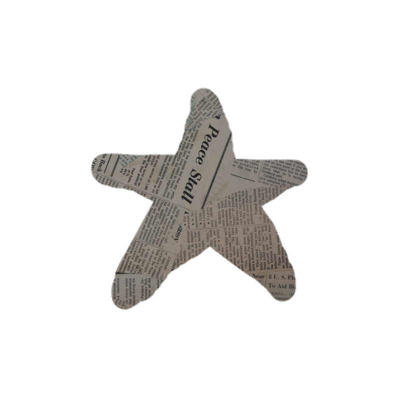 Newspaper Textured Star Drawing